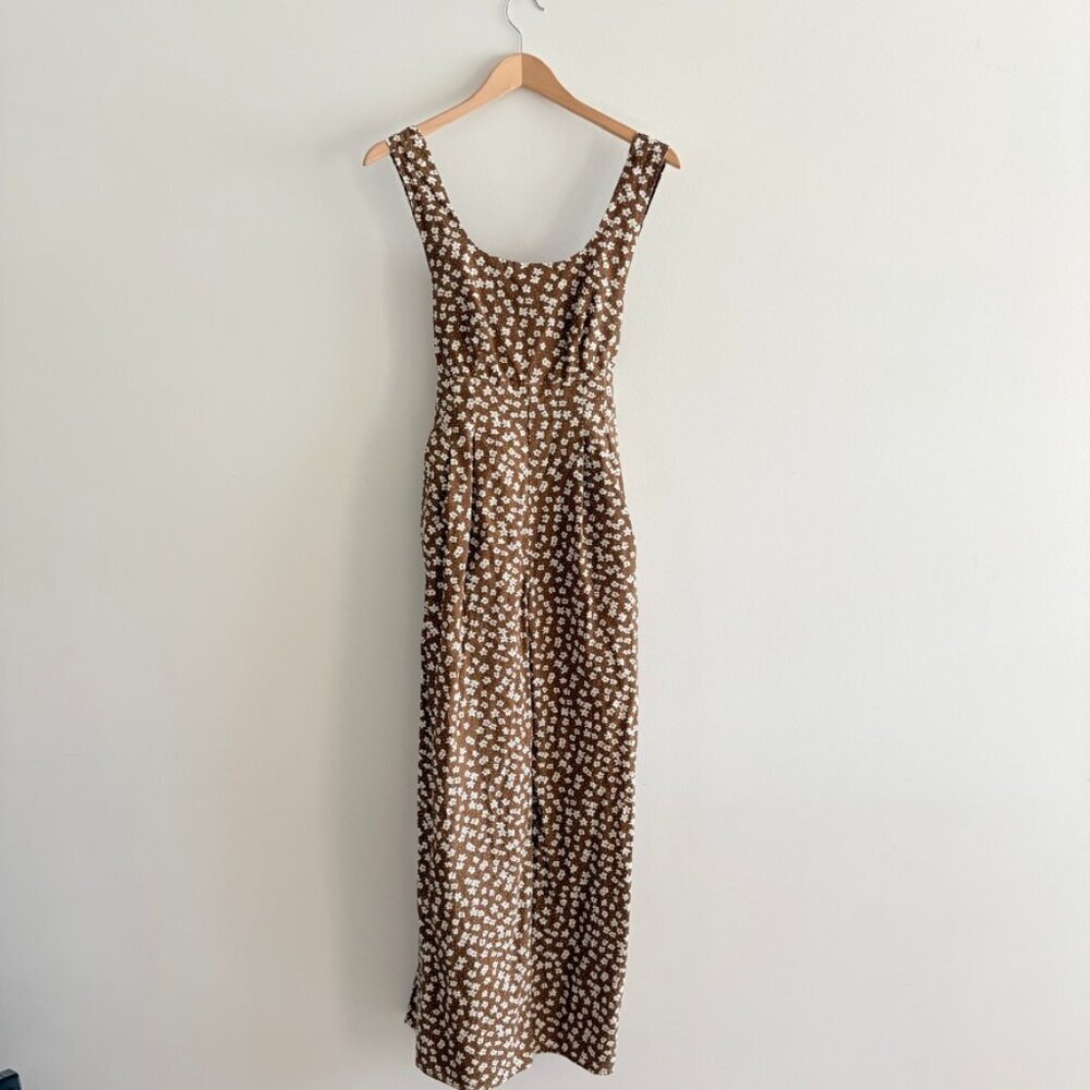 Storia Brown Floral Print Jumpsuit